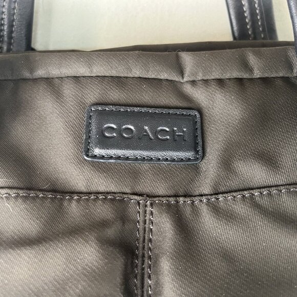 COACH VARICK Brown Nylon Briefcase Messenger Travel Bag Leather Trim F70681 VGUC - Picture 3 of 10